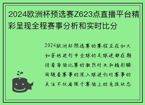 2024欧洲杯预选赛Z623点直播平台精彩呈现全程赛事分析和实时比分